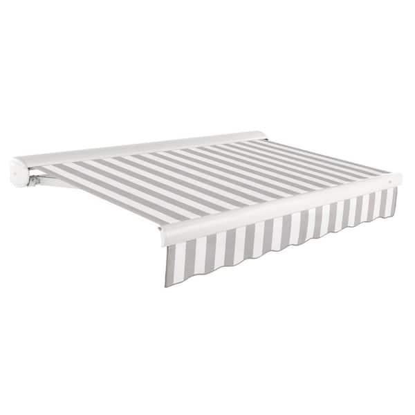 AWNTECH 10 ft. Key West Right Motor Retractable Awning with Cassette (96 in. Projection) in Gray/White