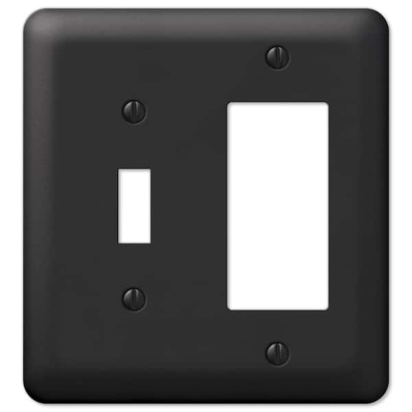 AMERELLE Declan 2 Gang 1-Toggle and 1-Rocker Steel Wall Plate - Black