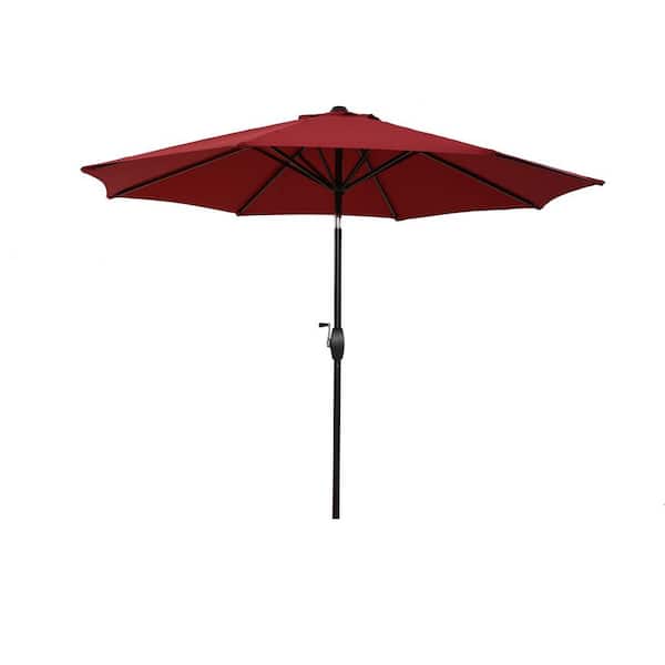 maocao hoom 9 ft. Aluminum Outdoor Market Patio Umbrella with Push Button Tilt and Crank in Red