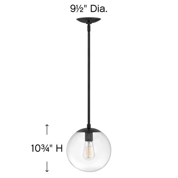 HINKLEY - Warby 1-Light Black Globe Pendant Light