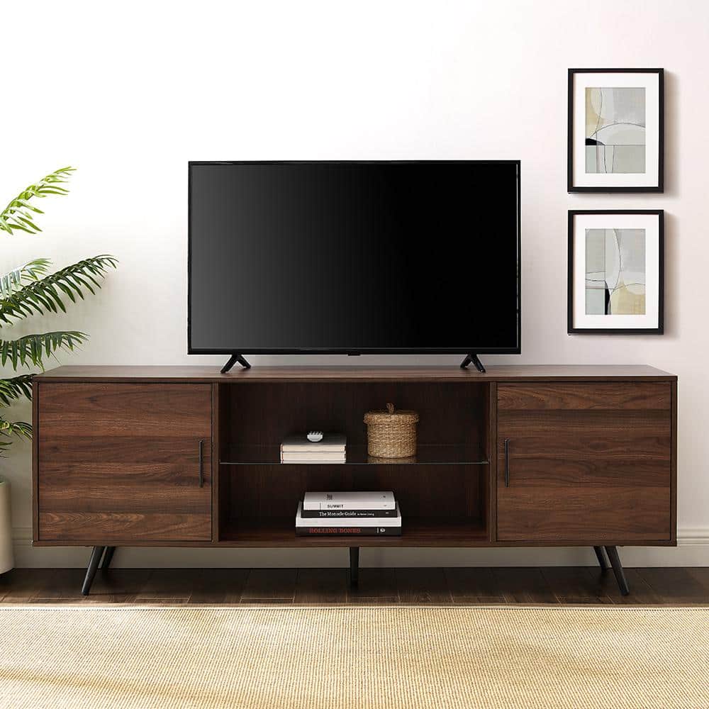 Walker Edison Furniture Company 21 in. Dark Walnut Composite TV Stand 21  in. with Doors HD21NORDW