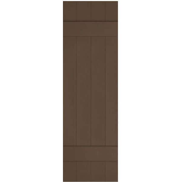 Ekena Millwork 14 in. x 51 in. Lifetime Vinyl Custom Four Board Joined Board and Batten Shutters Pair Federal Brown