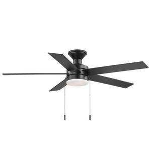 Caltris 52 in. Integrated LED Indoor/Outdoor Matte Black Ceiling Fan with Light and Pull Chains Included