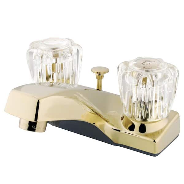 Kingston Brass Columbia 4 in. Centerset 2-Handle Bathroom Faucet with Brass Pop-Up in Polished Brass