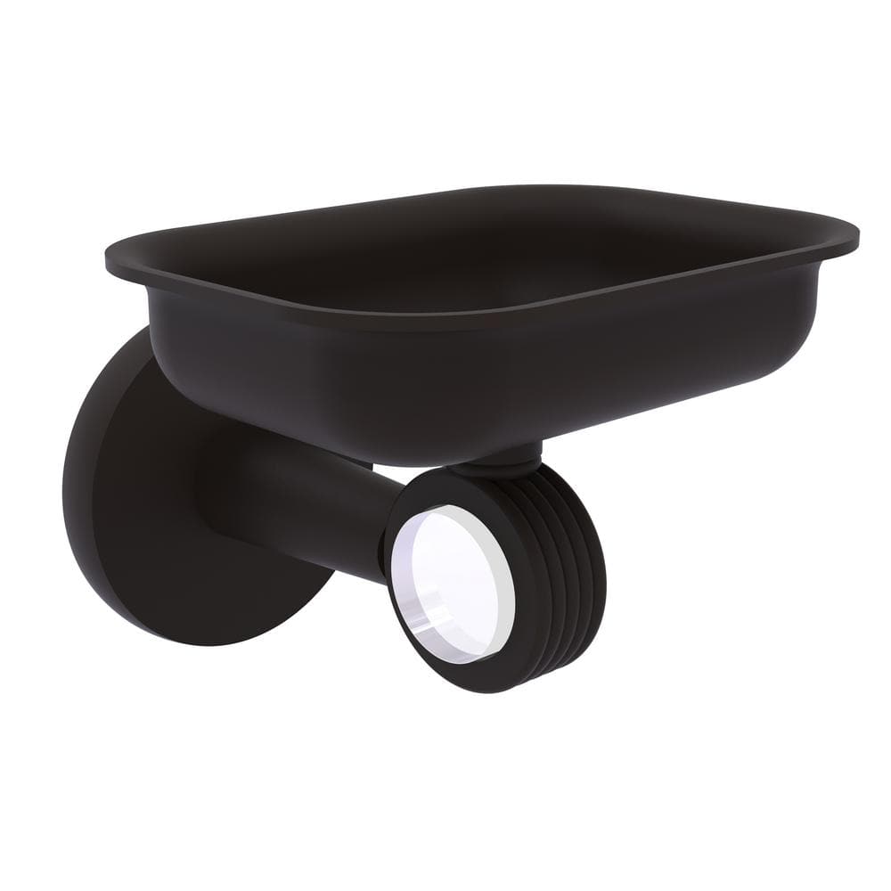 Allied Brass Clearview Wall Mounted Soap Dish Holder with Groovy Accents in Oil Rubbed Bronze