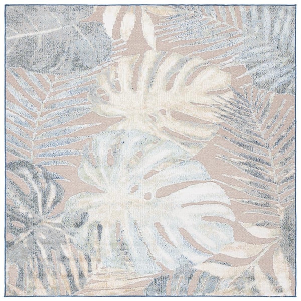 SAFAVIEH Sarasota Light Green/Brown 7 ft. x 7 ft. Floral Square Area Rug
