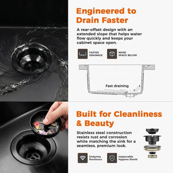 Glacier Bay 33 in. Undermount Double Bowl 18 Gauge Black Stainless