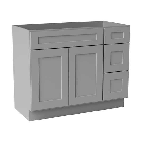 42 in. W x 21 in. D x 34.5 in. H Ready to Assemble Solid Wood Shaker Bath Vanity Combo Cabinet in Light Grey