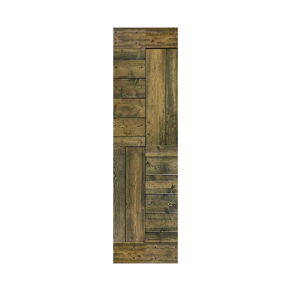 ISLIFE S Series 24 in. x 84 in. Aged Barrel Finished DIY Solid Wood Sliding Barn Door Slab - Hardware Kit Not Included