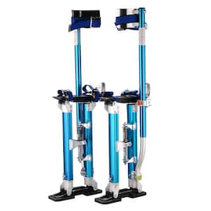 18 in. to 30 in. Adjustable Aluminum Drywall Stilts with Lightweight and Spring Action Stepping in Blue