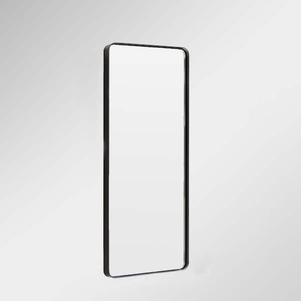 Unbranded Black 28 in. W x 71 in. H Aluminum Alloy Rounded Rectangle Painted Full-length Mirror for Living/Dressing Room