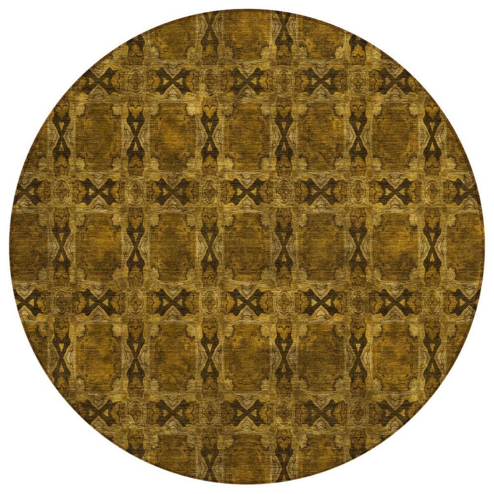 Chocolate 8 ft. Round Woven Floral;Medallion Round Indoor/Outdoor Area Rug price history on PriceWatchPro