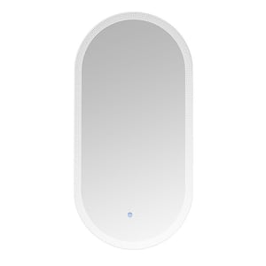Anky 18 in. W x 35 in. H Oval Pill Sharp Frameless Wall LED Bathroom Vanity Mirror, Anti-Fog Dimmable Makeup Mirror