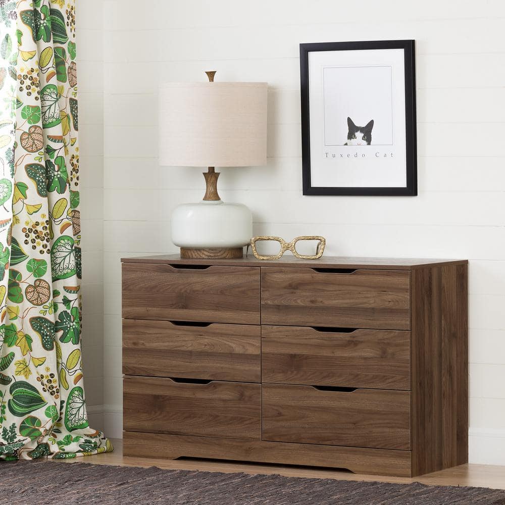 Holland 6-Drawer Double Dresser in Natural Walnut with Soft Close