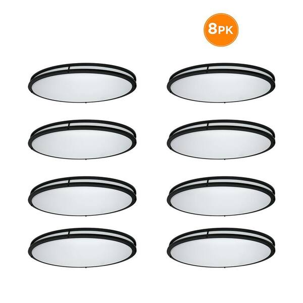 Orbit 32 in. Matte Black Oval LED Flush Mount Ceiling Light 3000 Lumens 42W Adjustable CCT 120V Dimmable (8-Pack)