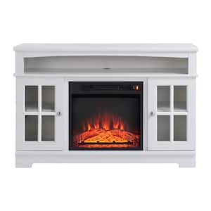 Zarate 44 in. Painted White Finish TV Stand With Fireplace Fits TV's up to 47 in.