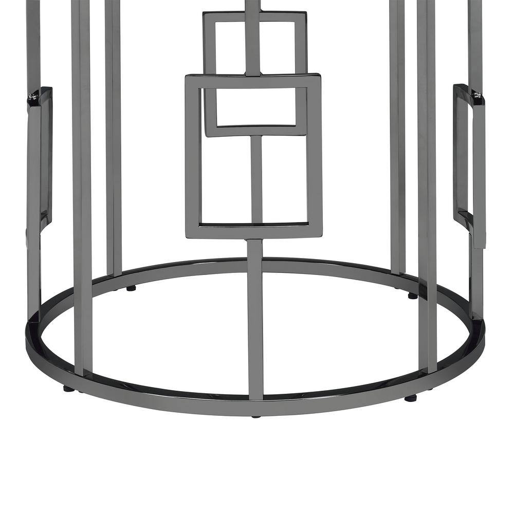 Sleek 23" Kendall Round Black Wood & Chrome Metal End Table