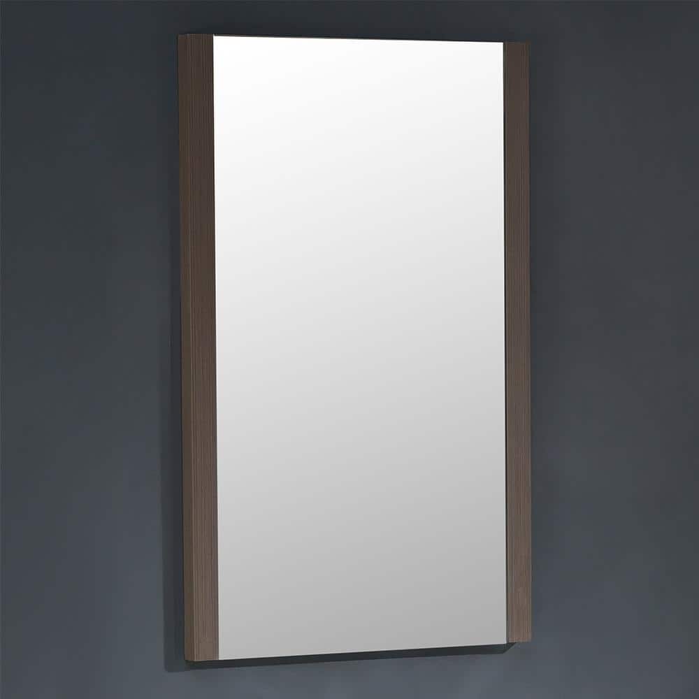 Gray Oak Rectangular Frameless Bathroom Vanity Mirror