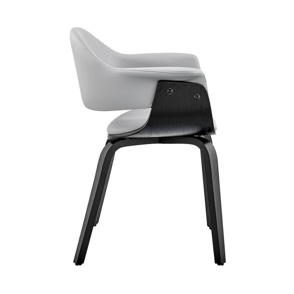 Contemporary Gray Faux Leather Arm Chair with Black Wood Frame