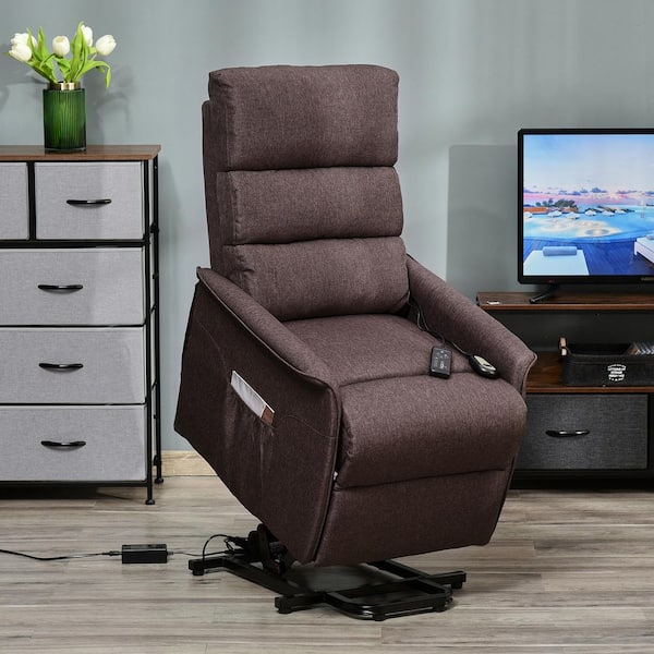 Electric Lift Recliner Massage Chair Vibration with Remote Storage, Living Room Office Furniture, Brown