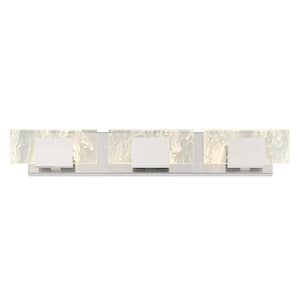 Kasha 27.75 in. Chrome/Nickel Integrated LED Vanity Light Bar with Clear Acrylic Shade