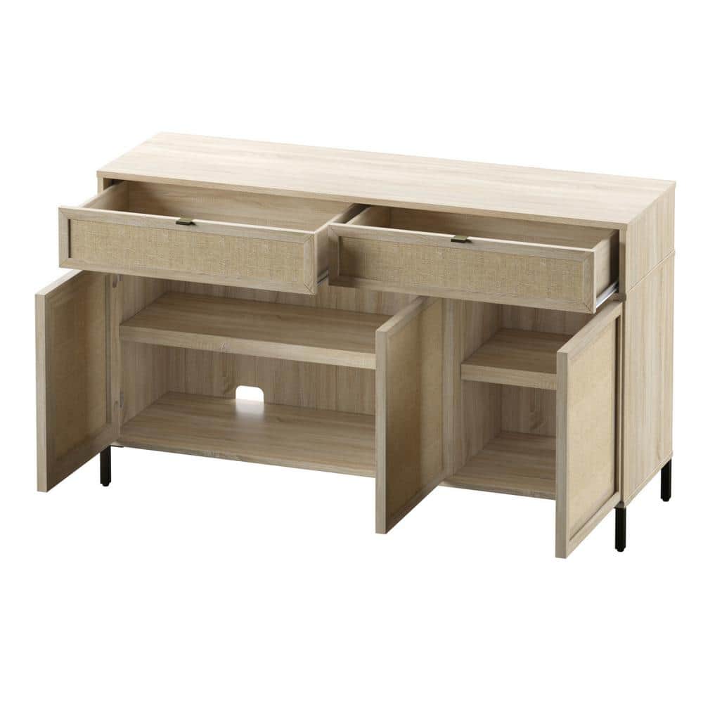 Twin Star Home 52" Sideboard with Drawers and Linen-style Accents