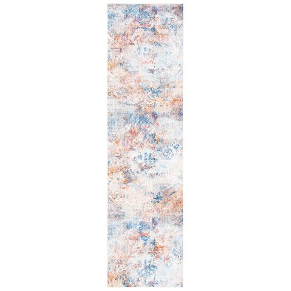 Vintage Persian 2 ft. x 5 ft. Blue/Beige Ornate Marble Runner Rug
