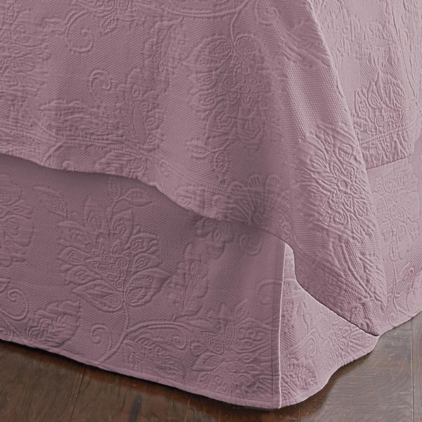 The Company Store Putnam Matelasse 14 in. Lilac Cotton Twin Bed Skirt