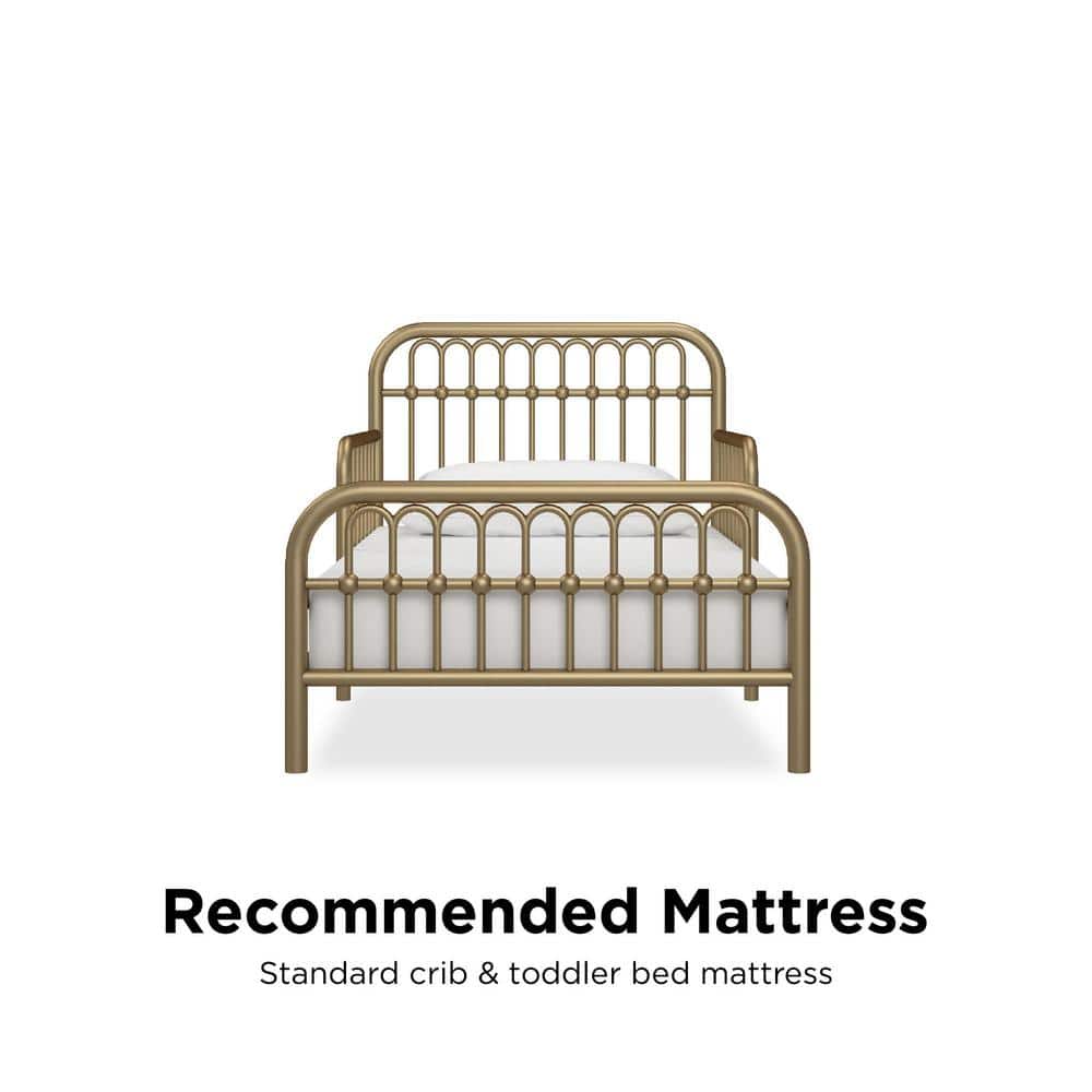 Classic Gold Metal Arched Toddler Bed with Safety Rails
