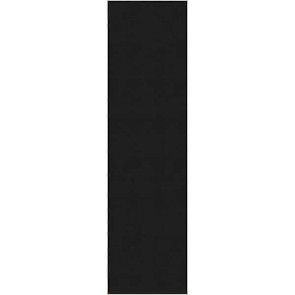 Well Woven Black 2 ft. 7 in. x 9 ft. 6 in. Runner Flat-Weave Plain Solid Modern Area Rug