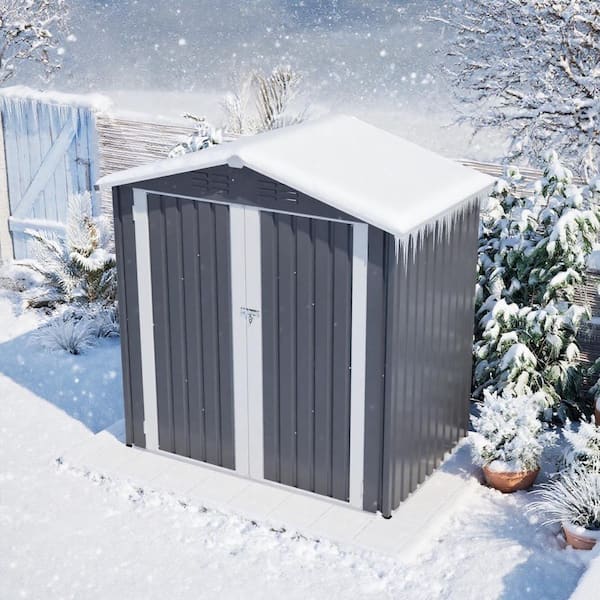 SUNRINX 6.0 ft. x 4.0 ft. Metal Outdoor Storage Shed with Lockable