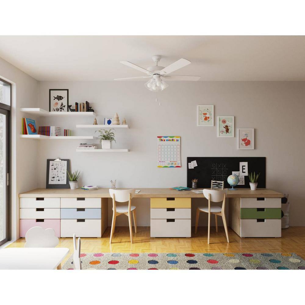 AirPro 52" White and Gray 5-Blade Ceiling Fan with Light