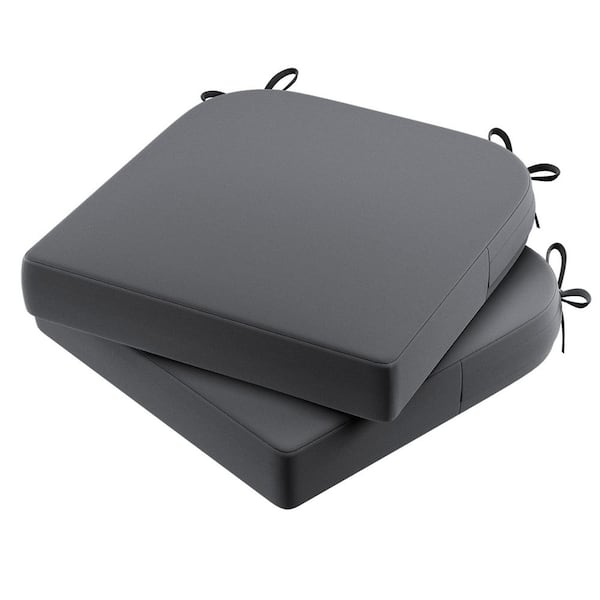 Unbranded 17 in. x 16 in. x 2 in. Outdoor Trapezoid Dining Chair Seat Cushion for Patio Furniture, Dark Gray (2-Pack)