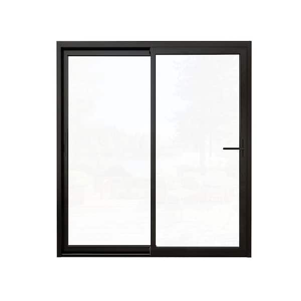 72 in. x 80 in. Matte Black Universal Aluminum Multi-Sliding Patio Door with Double Glazed Low-E Glass