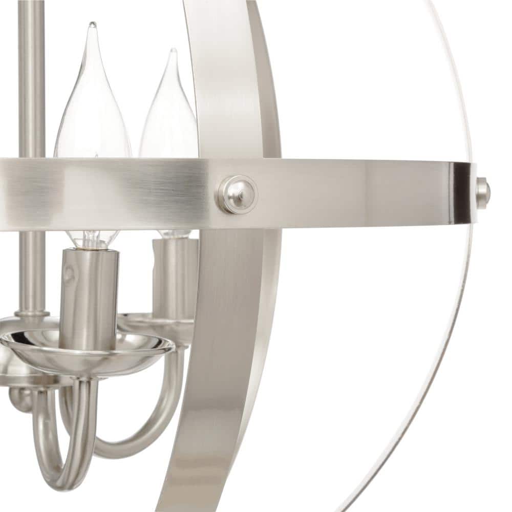 Elegant Stella Mira 15" Brushed Nickel Globe Chandelier with Industrial Charm