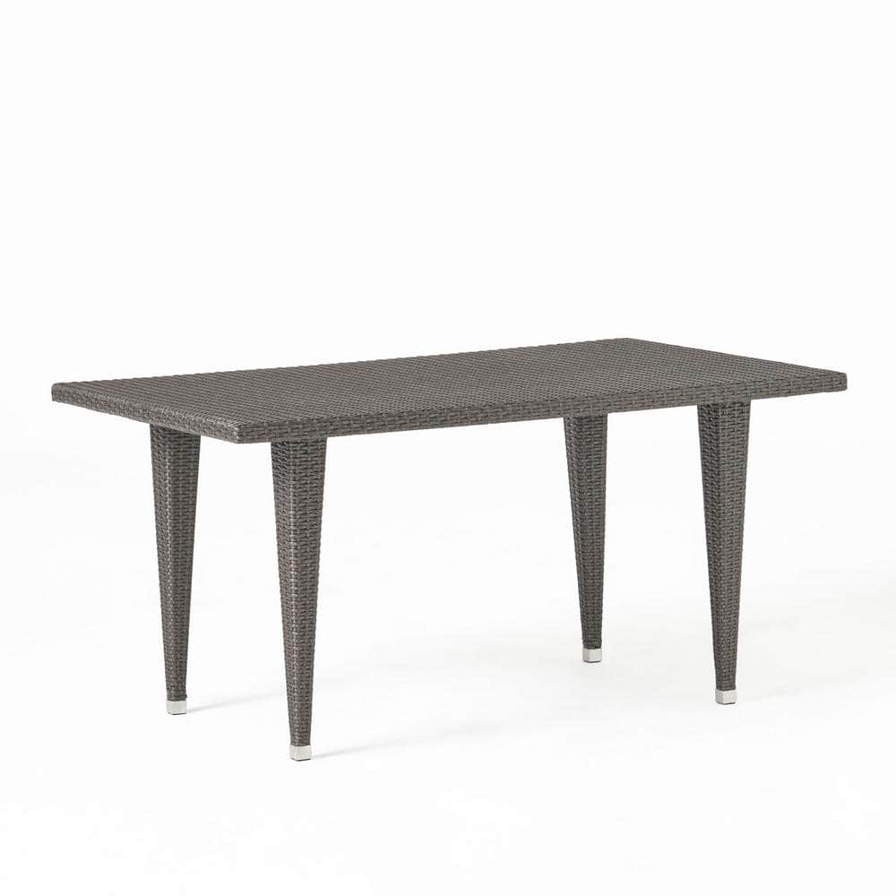 Hot Sale 35 in. x 59 in. Metal Gray Rectangule Outdoor Dining Table Seats u
