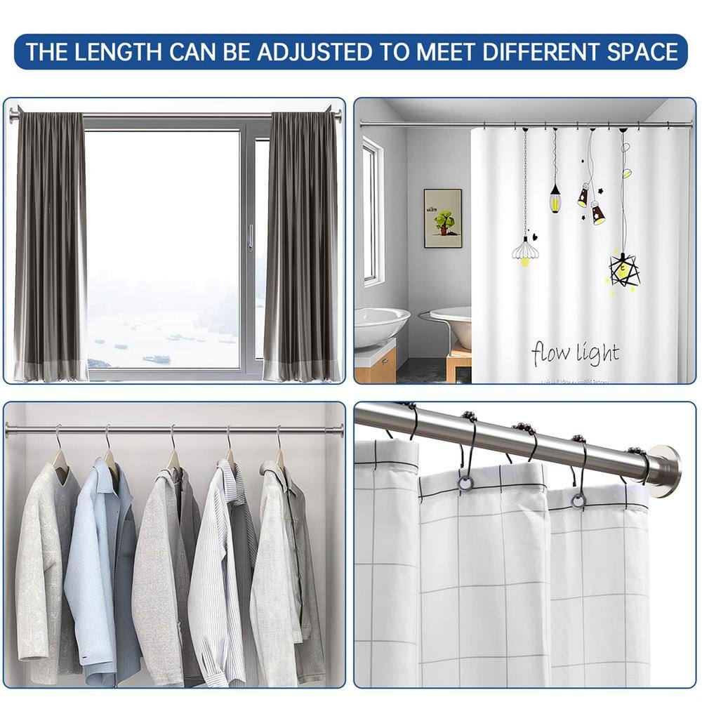 Adjustable Brushed Nickel Stainless Steel Shower Curtain Rod