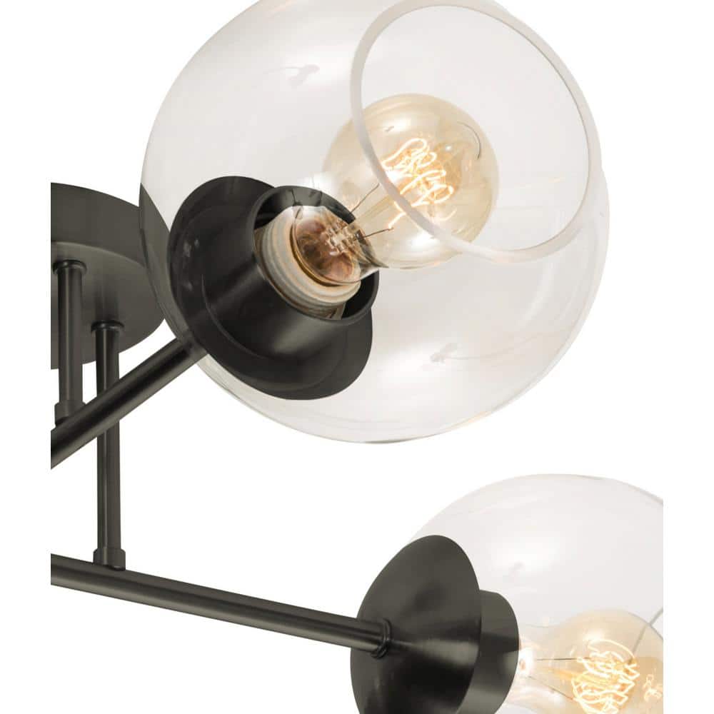 Jamie 25" Black Glass Globe Semi-Flush Mount Light