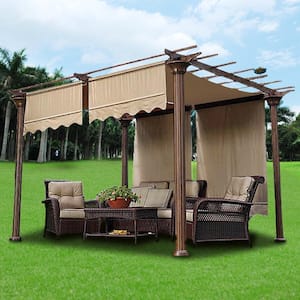 2 Pieces 15.5ft. x 4 ft. Pergola Canopy Replacement Cover Beige