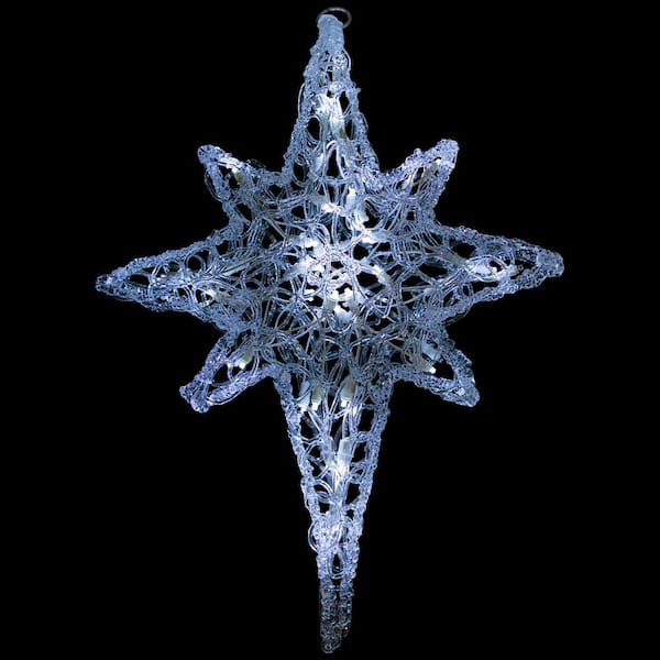 24 in. Pure White LED Twinkle Bethlehem Star Hanging Christmas Decoration