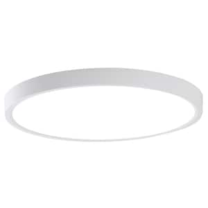 11.81 in. White Integrated LED Round Ceiling Flush Mount Light Fixture with 5000K Color Temperature