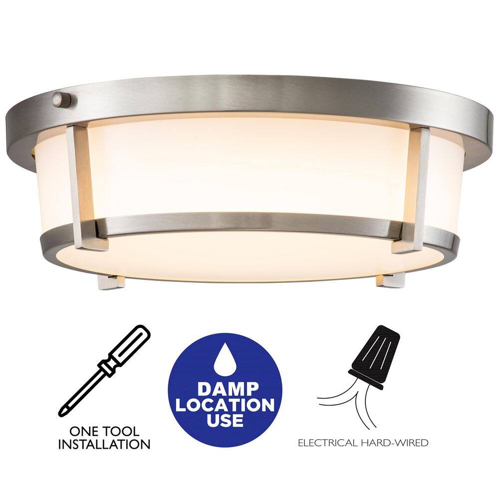 13-inch Brushed Nickel LED Flush Mount with Acrylic Shade