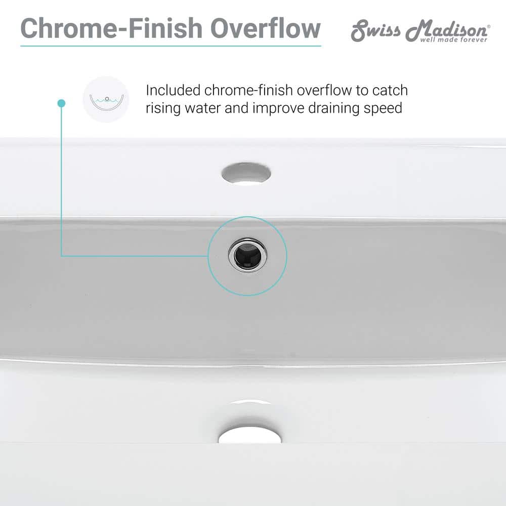 Glossy White Ceramic 24" Single Bathroom Vanity Top