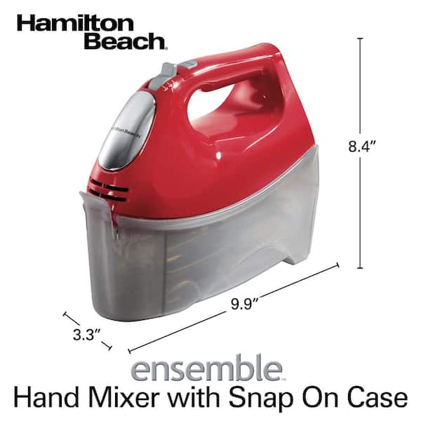 Hamilton Beach Professional 5-Speed Red Hand Mixer with Stainless Steel  Attachments and Snap-On Storage Case 62653 - The Home Depot