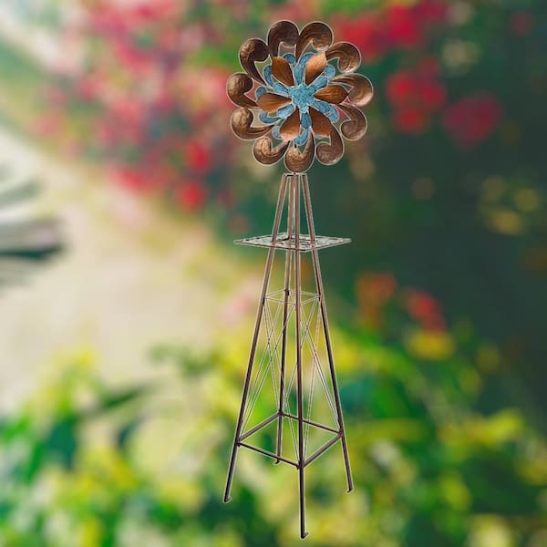 Blue and Bronze Windmill Flower Swirl 34309 The Home Depot