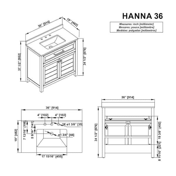 Home Decorators Collection Hanna 36 in. Single Sink White Bath
