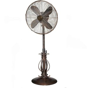 18 Inch 3 Speed Pedestal Standing Oscillating Adjustable Height, Antique Indoor/Outdoor Fan, Prestigious