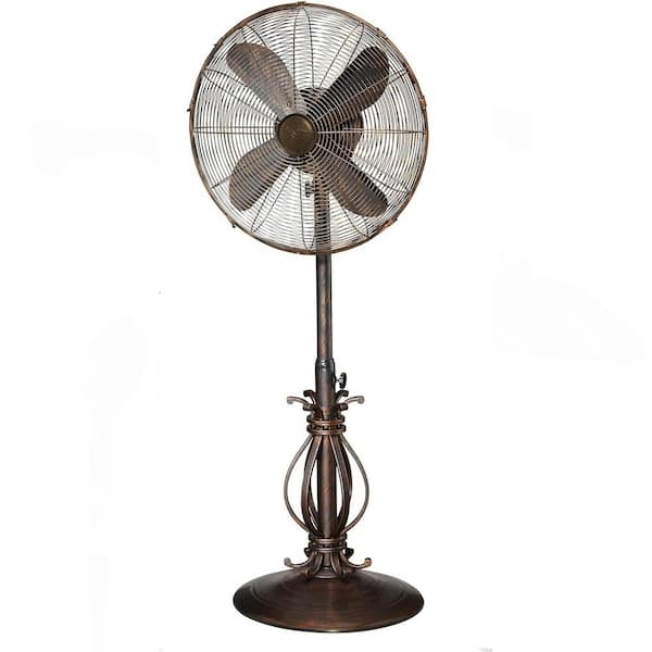 Adrinfly 18 Inch 3 Speed Pedestal Standing Oscillating Adjustable Height, Antique Indoor/Outdoor Fan, Prestigious