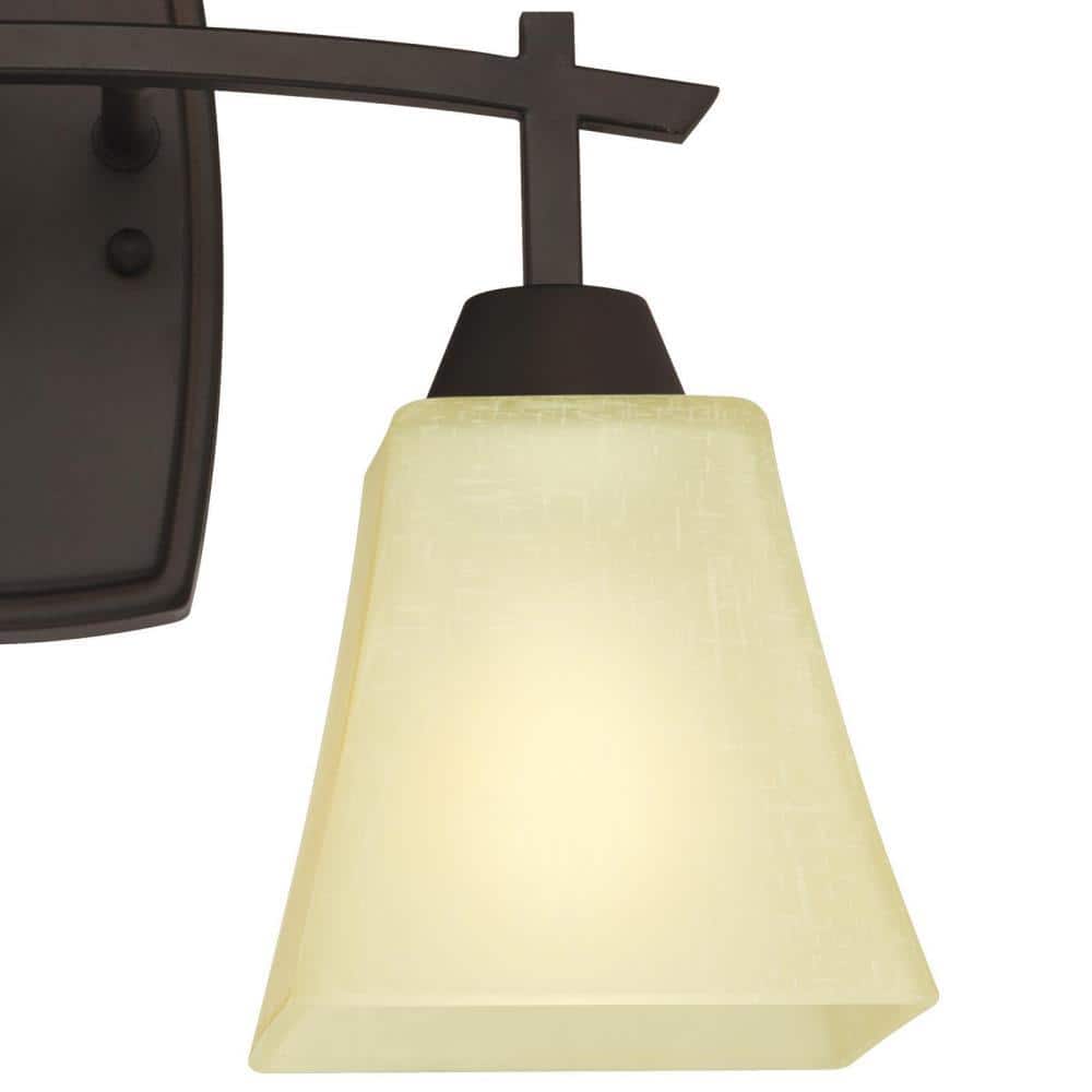 Midori Oil Rubbed Bronze 2-Light Wall Sconce with Amber Linen Glass Shades