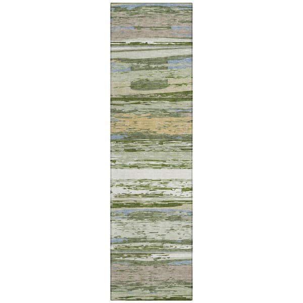 Chantille Machine Washable Indoor/Outdoor Abstract ACN2287 Aloe 2 ft. 3 in. x 7 ft. 6 in. Runner Rug